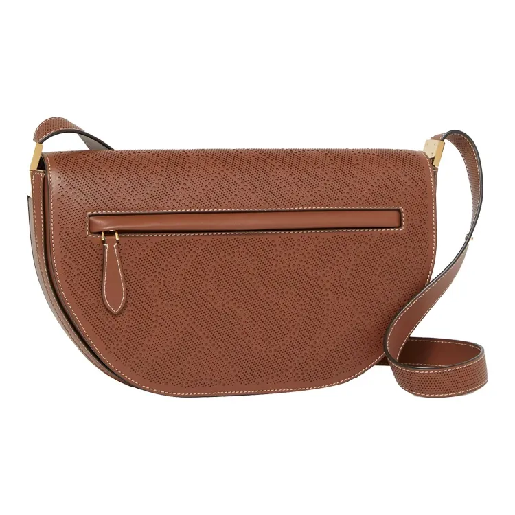 Burberry Olympia Perforated Leather Shoulder Bag Crescent Bag Portable Crossbody Bag Shoulder Bag Women's Tan-1
