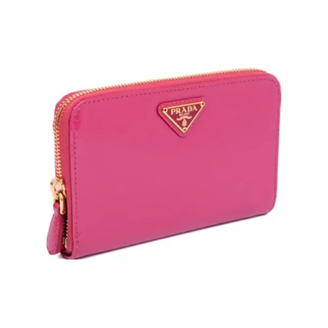 PRADA Leather Wallet Women's Pink/Pink Peony-1