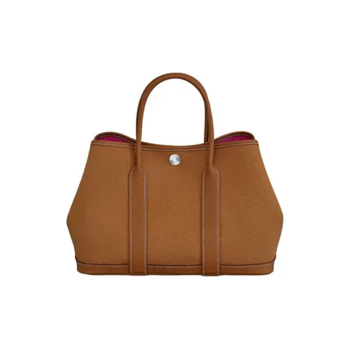 HERMES Garden Party Two-Tone Cow Leather Garden Bag Handbag Unisex Sand/Gold/Woodland Pink