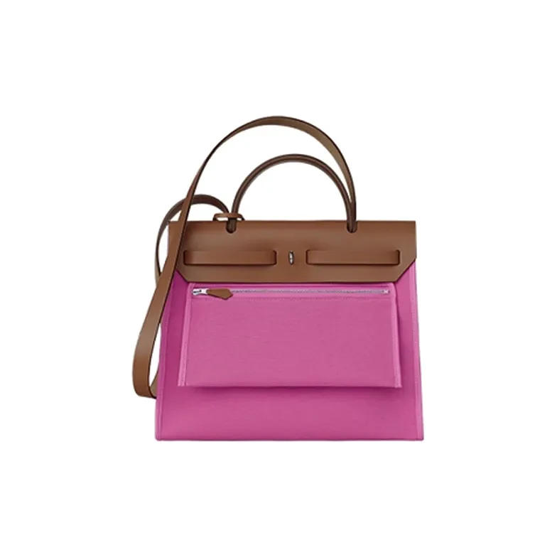 HERMES Herbag Zip Canvas Crossbody Bag Regular Women's Magnolia Pink/Light Tawny-2