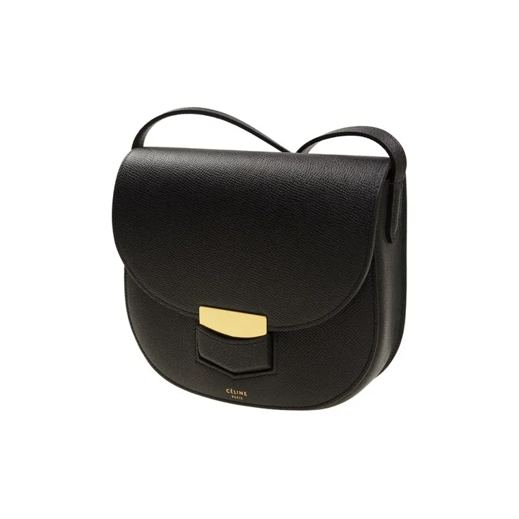 CELINE Calfskin Saddle Bag Shoulder Bag Crossbody Bag Small Size Women's Black-1