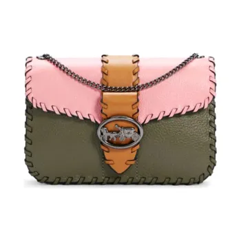 COACH Georgie Leather Crossbody Bag, Shoulder Bag Small Size Women's Pink & Jasper