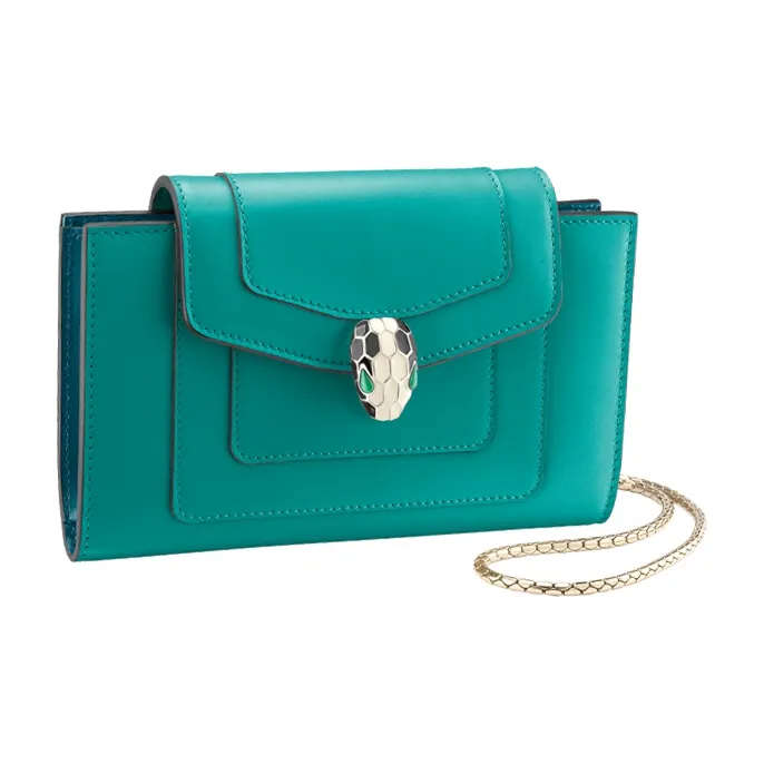 BVLGARI Serpenti Forever Calfskin Wallet Women's Light Green-0