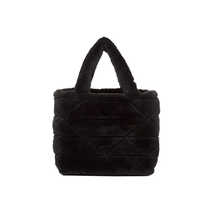 PRADA Shearling Tote Bag, Shopping Bag, Handbag Regular Women's Black-2