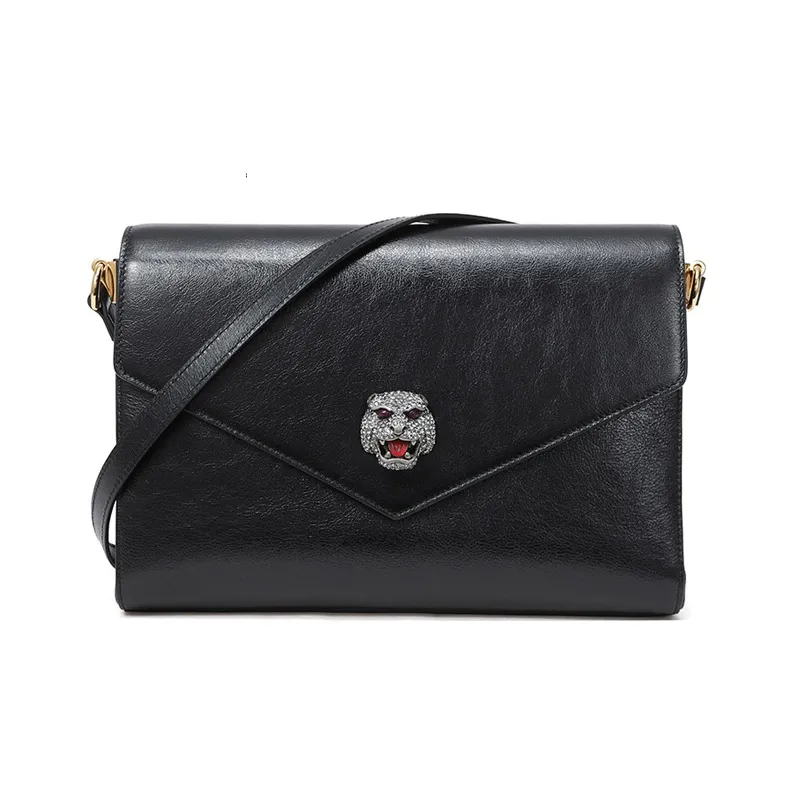 GUCCI Cow Leather Envelope Bag Shoulder Bag Crossbody Bag Regular Women's Black-0