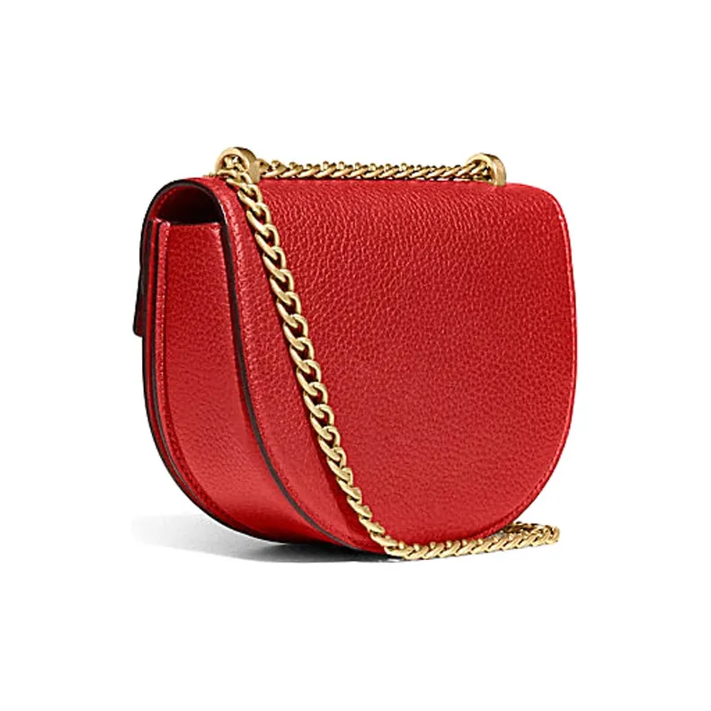 COACH Alie Pebbled Leather Saddle Bag Shoulder Bag Crossbody Bag Small Size Women's Red-1