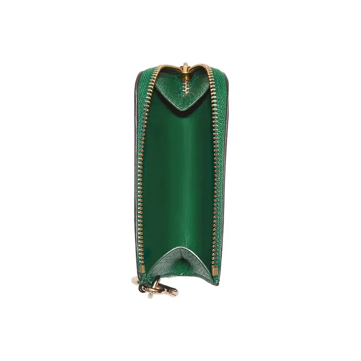 COACH Card Case Leather Wallet, Card Holder Women's Green-1