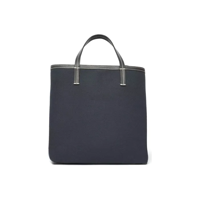 Burberry Cotton Linen Blend Canvas Beach Bag Tote Bag Shopping Bag Canvas Bag One Shoulder Handbag Mini Women's Navy-3