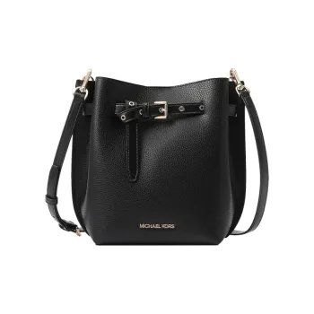 MICHAEL KORS Emilia Cow Leather Bucket Bags Shoulder Bag Crossbody Bag Small Size Women's Pure Black