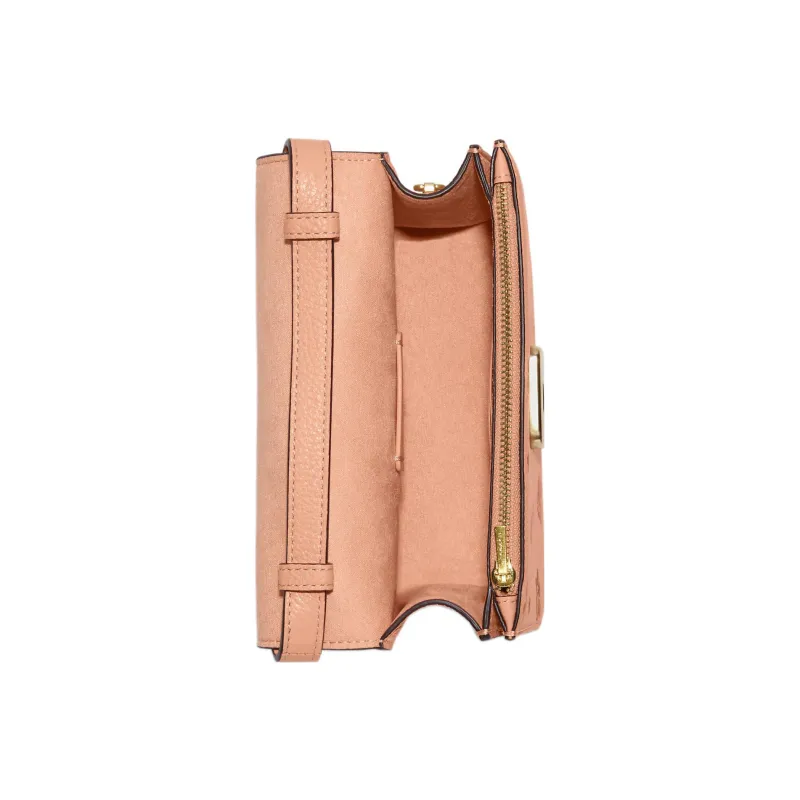 COACH Refined Pebble Leather Small Square Bag Shoulder Bag Crossbody Bag Small Size Women's Orange Pink-2