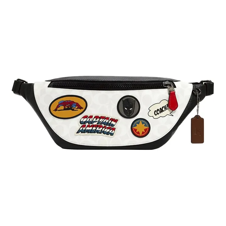 COACH Marvel Collaboration Leather Shoulder Bag, Crossbody Bag, Fanny Pack Tubas Men's White-0