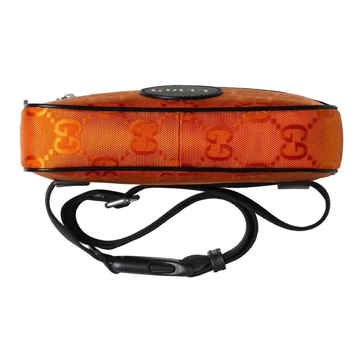 GUCCI Nylon Fabric With Leather Sling Bag Fanny Pack Unisex Orange-6