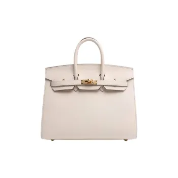 HERMES Cow Leather Birkin Bag Handbags Women's Cream White