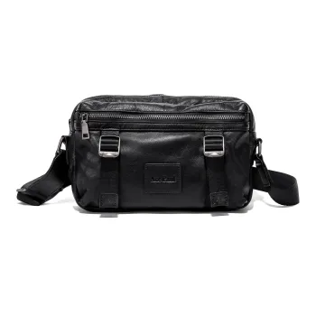 Ace Paul Top Grain Cow Leather Genuine Leather Messenger Bag Shoulder Bag Crossbody Bag Regular Unisex Black