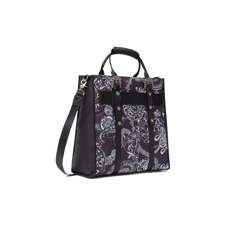 VERSACE JEANS COUTURE Nylon Fabric With Polyester Tote Bag Shopping Bag Handbag Men's Black-1