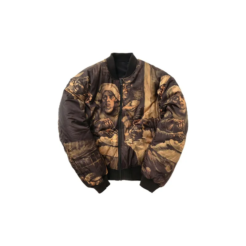 Van Gogh X Daily Paper Puffer Jackets Unisex Black-2
