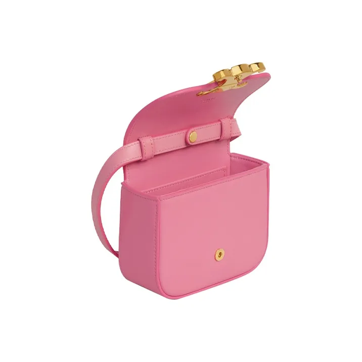 CELINE Triomphe Arc De Triomphe Shiny Cow Leather Shoulder Bag, Crossbody Bag Mini Women's Pink-3