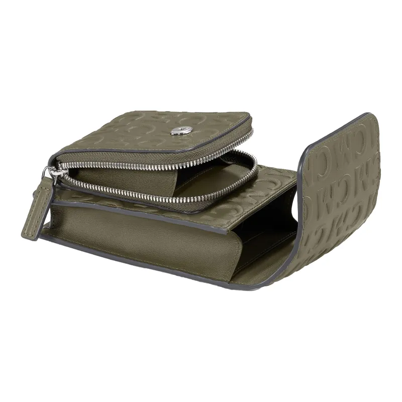MCM Leather With Fabric Cell Phone Pouch Shoulder Bag Crossbody Bag Unisex Brown Green-2