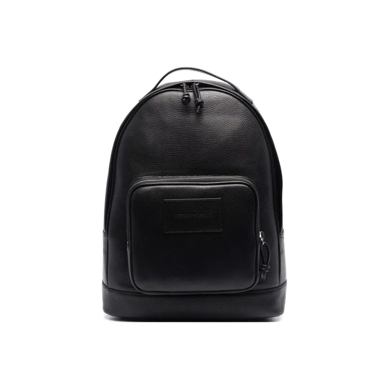 EMPORIO ARMANI Cow Leather Backpack Large Size Men's Black-0