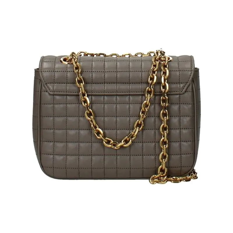 CELINE Leather Shoulder Bag Women's Gray-2