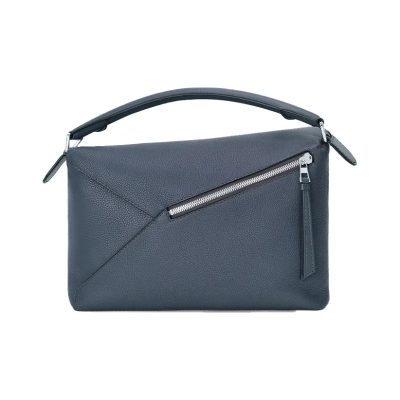 LOEWE Puzzle Cow Leather Shoulder Bag Crossbody Bag Large Size Men's Ocean-4