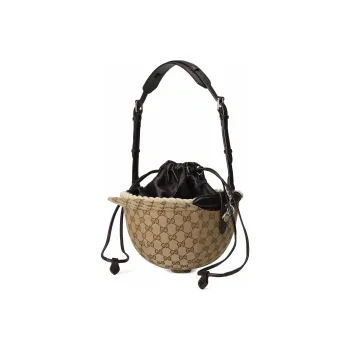 GUCCI Leather Bucket Bags Handbags Shoulder Bags Small Size Women's Ebony/Black