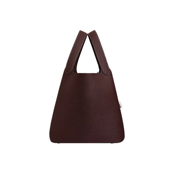 HERMES Picotin Cow Leather Basket Bag Handbag Bucket Bag Women's 0G Rouge Sellier Saddle Red-1