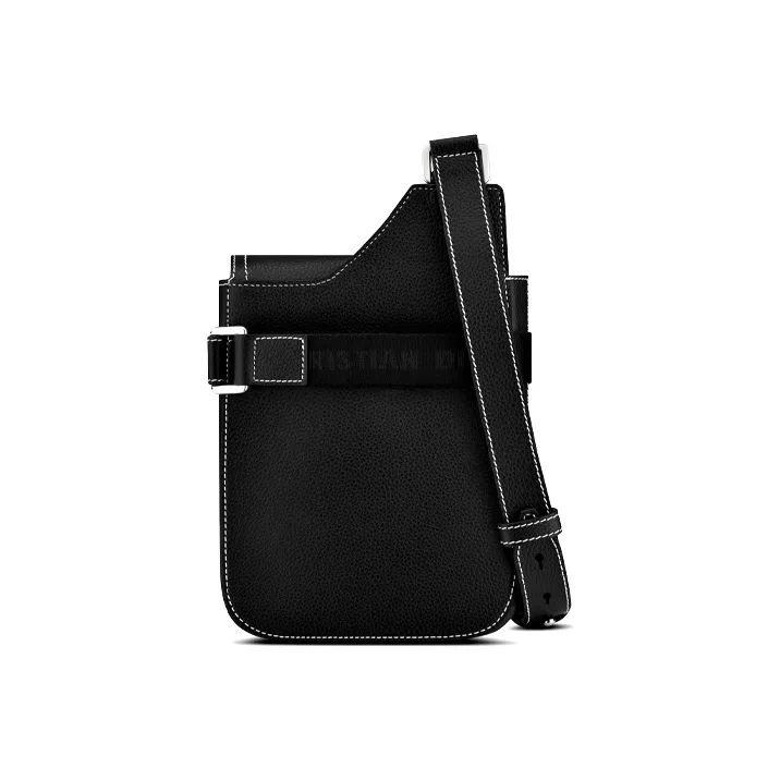 DIOR Shawn Collaboration Saddle Embroidery Crossbody Handheld Sling Bag Men's Black-2