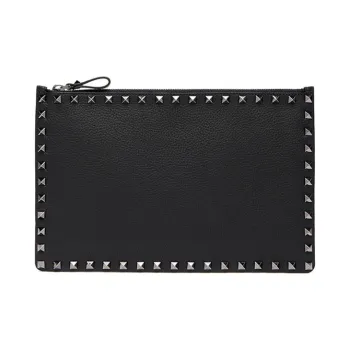 Valentino Leather Wallets Clutches Unisex Black