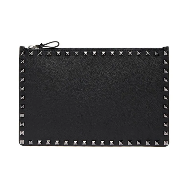 Valentino Leather Wallets Clutches Unisex Black-0
