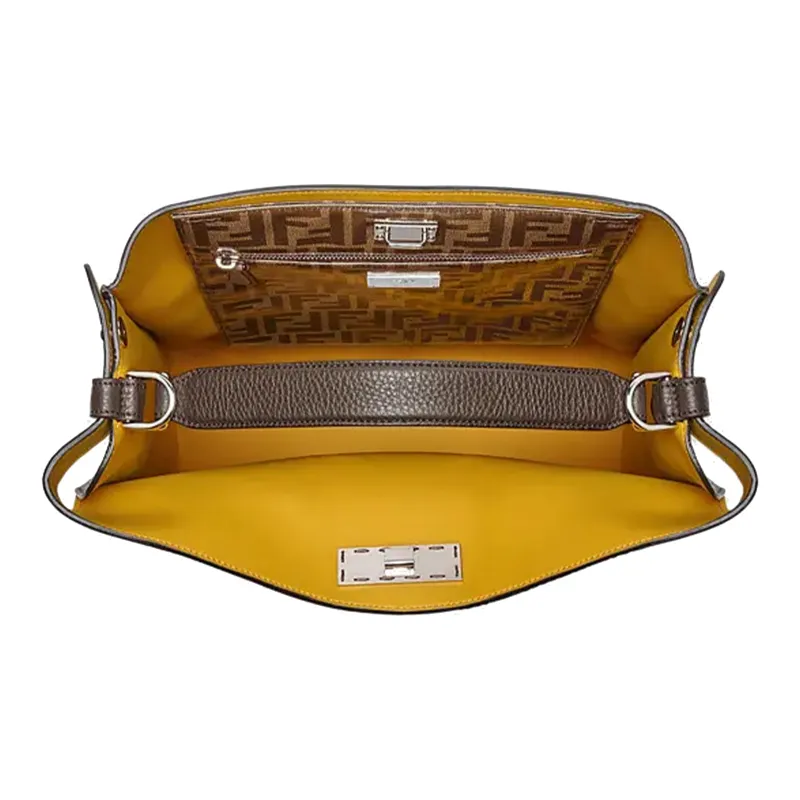 FENDI Peekaboo Fabric With Leather Briefcase Shoulder Bag Handbag Men's Brown-4