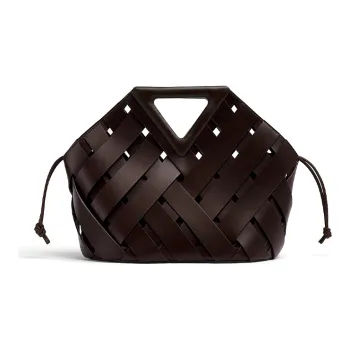Bottega Veneta POINT Cow Leather Patchwork With Sheepskin Handbag Regular Women's Black