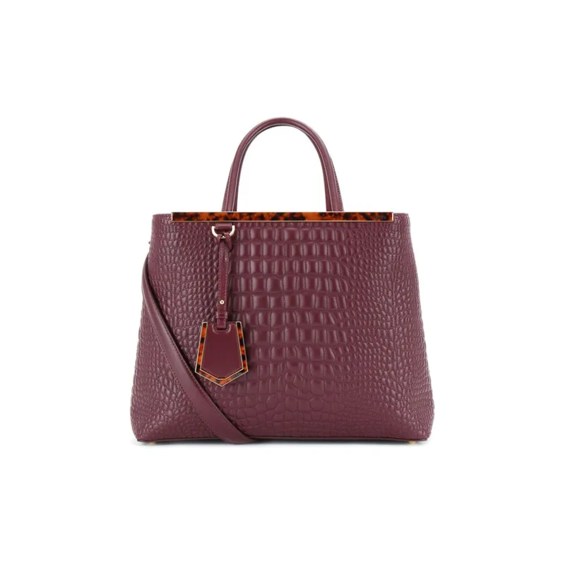 FENDI Leather Tote Bag Shopping Bag Crossbody Bag Handbag Shoulder Bag Women's Fuchsia-0