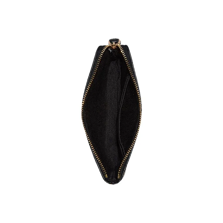 COACH Corner Zip Leather Coin Purse, Handheld Wrist Bag Trumpets Women's Yellow/Black-4