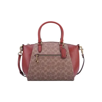 COACH Elise Coated Canvas With Refined Calfskin Handbag Shoulder Bag Crossbody Bag Women's Brown Yellow & Rusty