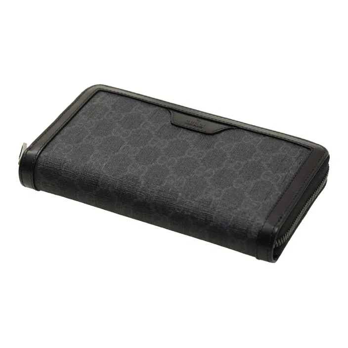 GUCCI Coated Canvas With Leather Wallet Regular Unisex Black Gray Color-2