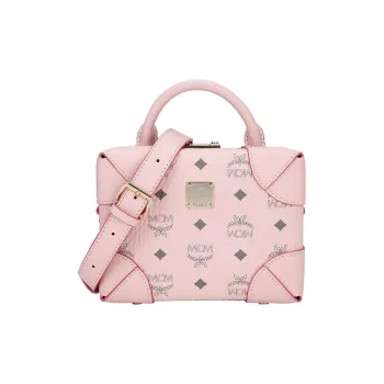 MCM Soft Berlin Visetos Polyester Shoulder Bag Small Size Women's Pink