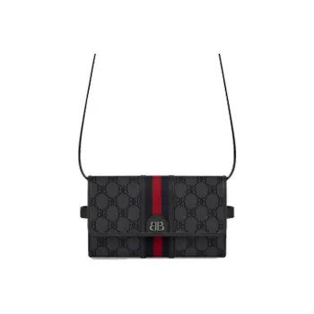 Balenciaga GUCCI Collaboration Canvas With Leather Shoulder Bag, Crossbody Bag Mini Women's Black