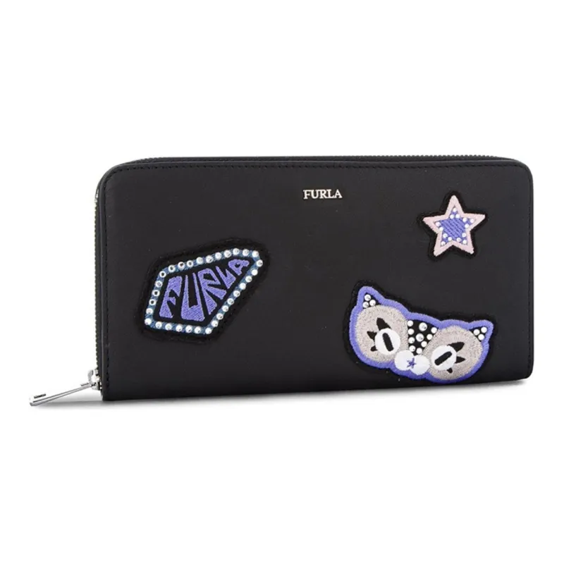Furla Favola Leather Wallet Money Clip Clutch Women's Black-0