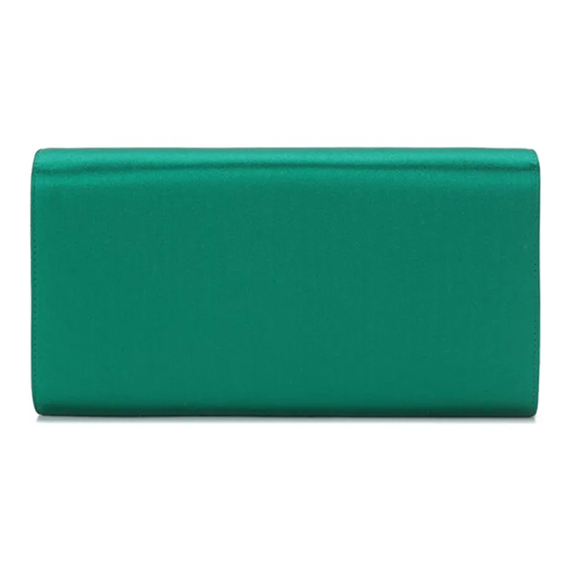 Roger Vivier Flower Strass Silk Satin Envelope Bag Shoulder Bags Women's Green Gold-3