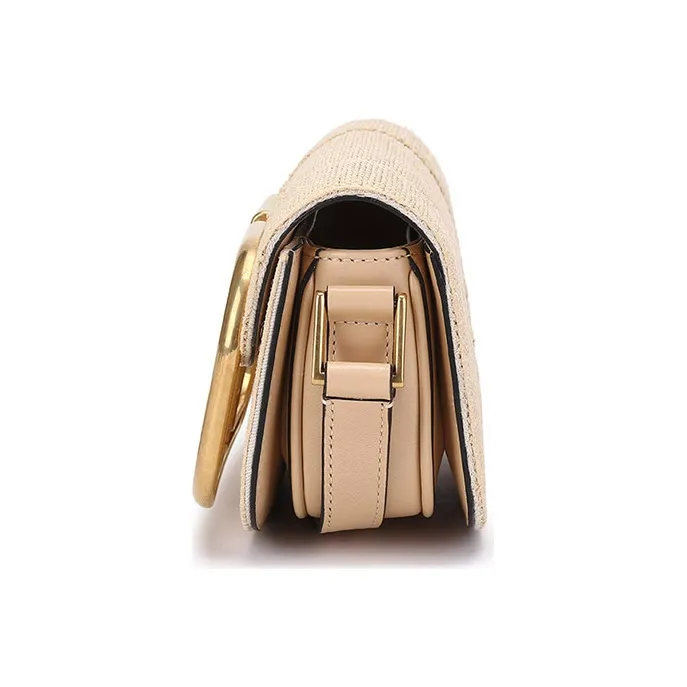 Valentino Woven Synthetic Raffia Fiber With Leather Crossbody Bag, Shoulder Bag Women's Natural-2