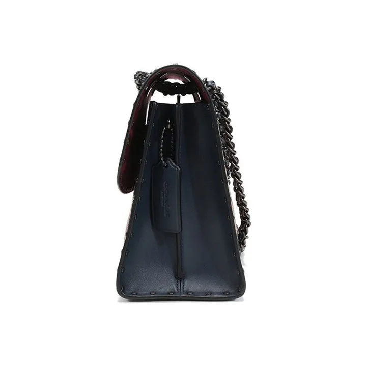 COACH Parker Cow Leather Handbag Shoulder Bag Crossbody Bag Women's Indigo & Monogram Brown-2