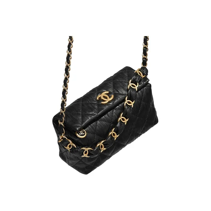CHANEL Gabrielle Wrinkle Lambskin Backpack, One Shoulder Bag, Handbag, Crossbody Bag Trumpets Women's Black-3