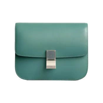 CELINE Classic Bo Polished Cow Leather Crossbody Bags Shoulder Bags Medium Size Women's Celadon Green