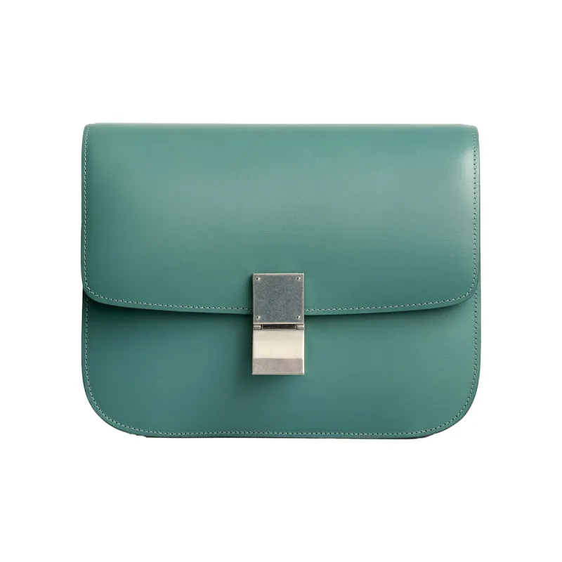 CELINE Classic Bo Polished Cow Leather Crossbody Bags Shoulder Bags Medium Size Women's Celadon Green-0