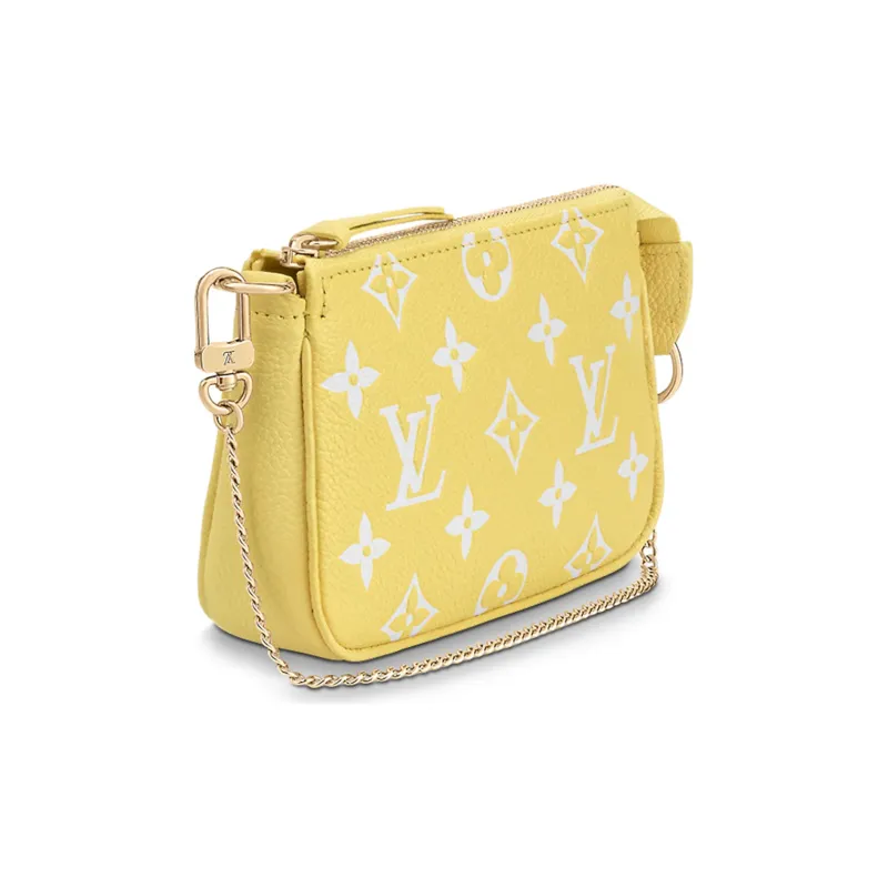 LOUIS VUITTON Pochette Accessories Mini Monogram Empreinte Embossed Lemon Curd Yellow-1