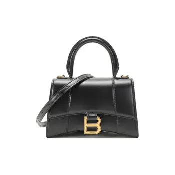 Balenciaga Hourglass Cow Leather Hourglass Bag Handbag Extra Small Women's Black
