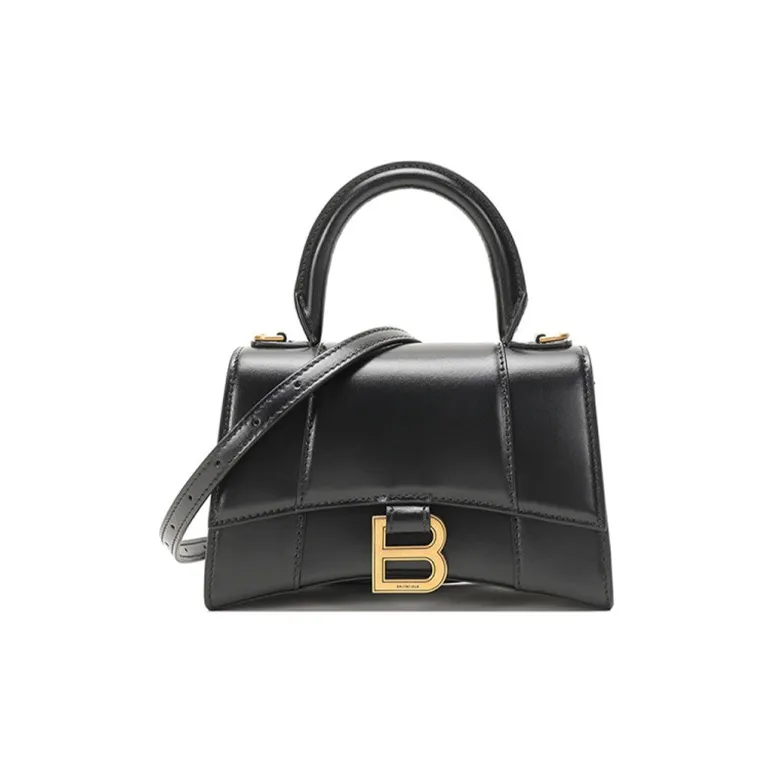 Balenciaga Hourglass Cow Leather Hourglass Bag Handbag Extra Small Women's Black-0