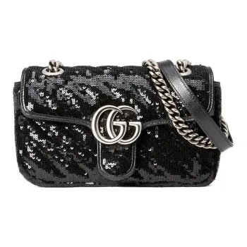 GUCCI Marmont Quilting Reflective Pieces Crossbody Bags Shoulder Bags Women's Black