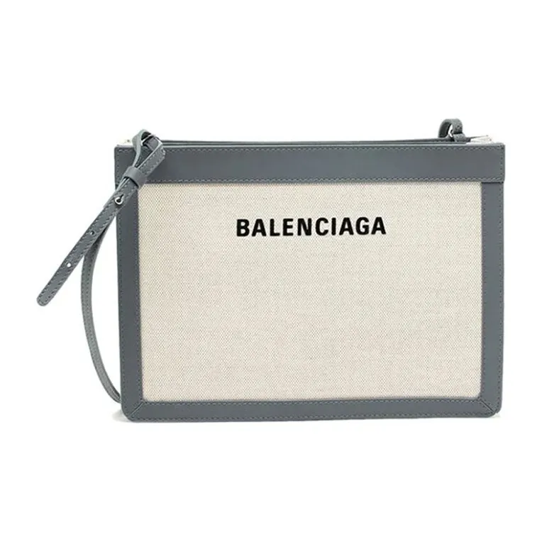 Balenciaga Fabric With Leather Crossbody Bag, Shoulder Bag Women's Beige/Gray-0